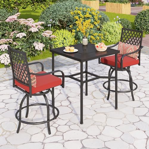 Patio Bar Height Set with 4 Outdoor Swivel Chairs (5 Count)