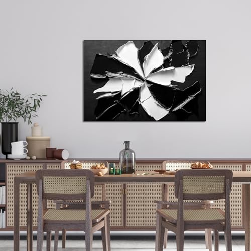 Abstract Wall Art Decor Modern Wall Art Pictures for Living Room Minimalist Black and White Wall Art Prints Abstract Canvas Art Wall Decor Flowers Artwork for Walls Home Office Decorations 24" X 36"