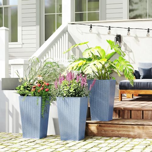 24 in Taper Tall Planters for Outdoor Plants Set of 3 (3 Count)