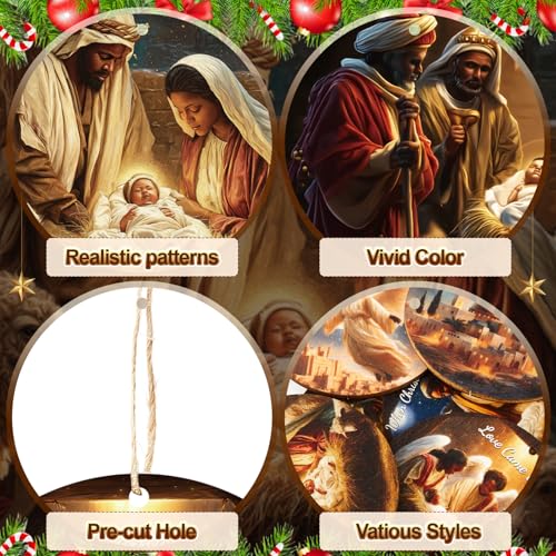 60 Pcs Christmas Ornaments Nativity Scene Wooden (60 Count)