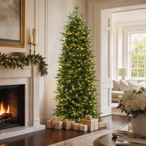 7.5 ft Prelit Pencil Christmas Tree with 400 Warm White LEDs