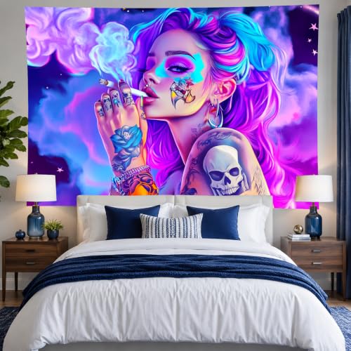 Girl Blacklight Tapestry 78x59 Inch Cool Girl Room Decor
