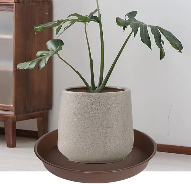3 Pack of 20 22 inch Plant Saucer (19.2 Inch Base), 3.6" Depth Tray, Large Garden Plastic Flower Planter Plant Trays for Indoors Outdoor (22", Chocolate)
