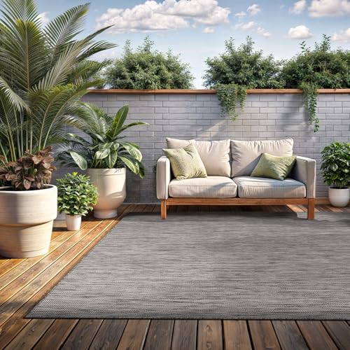 Washable Indoor Outdoor Rug 10x14 Weather Resistant Area Rugs Modern Solid for Porch Deck Balcony Backyard Patio Outside Carpet