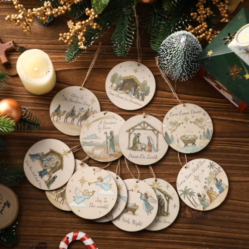60 Pcs Christmas Ornaments Nativity Scene Wooden (60 Count)