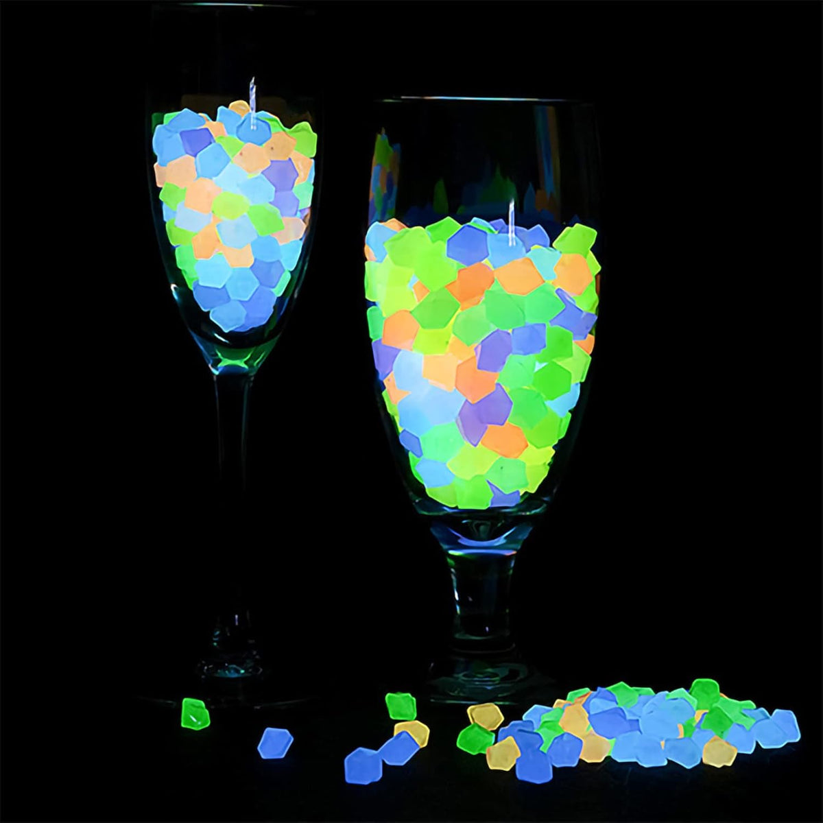 Glow in The Dark Rocks, 500PCS Fairy Garden Decorations Stones, Outdoor Decor for Mixd Color Luminous Pebble Stones for Plants/Backyard/Aquarium (1, Mixd, 500)