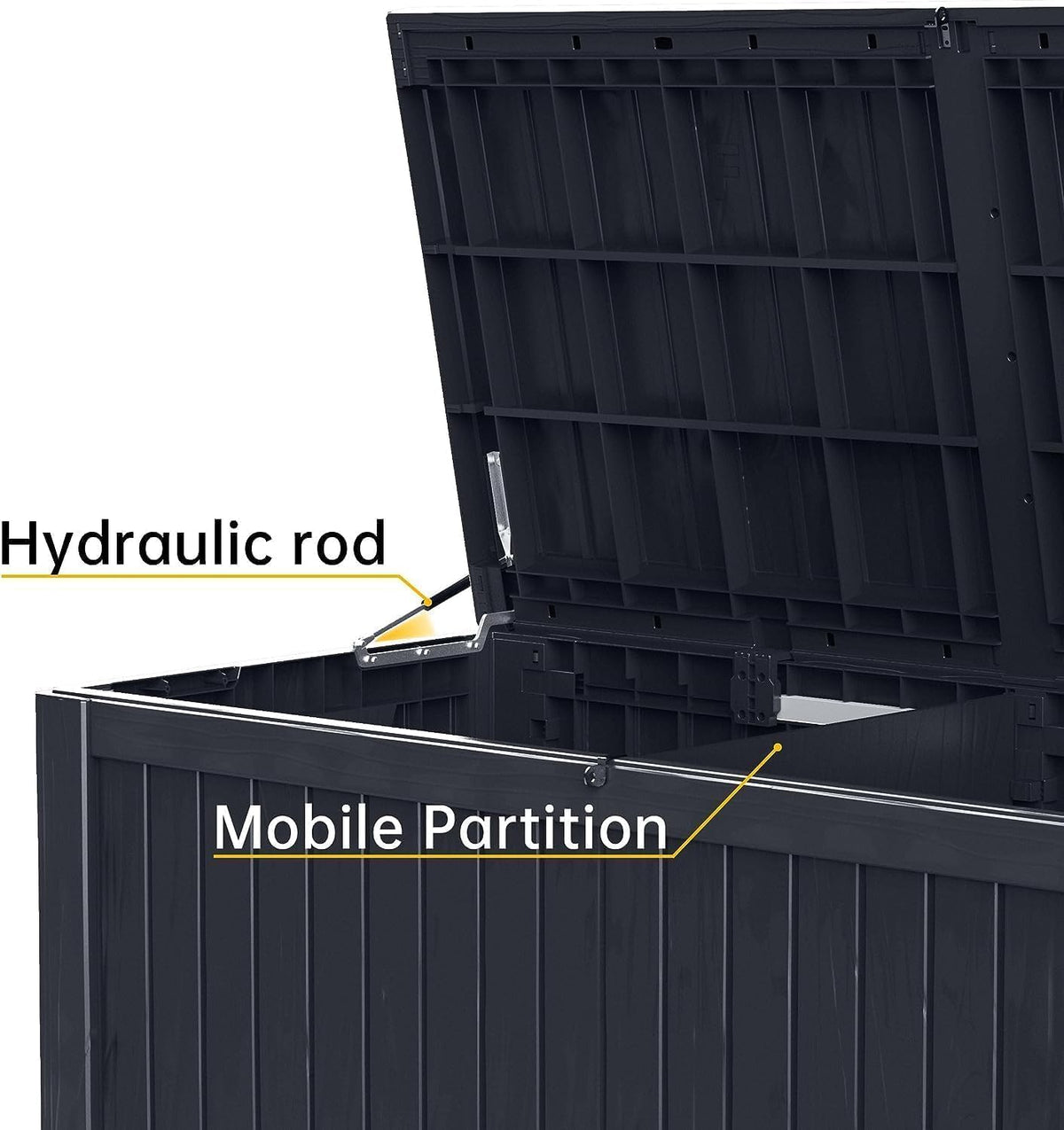 182 Gallon Deck Box Waterproof, UV Resistant Resin Outdoor Storage Box with Hydraulic Rod, Lockable Design and Enhanced Durability for Patio, Garden, and Poolside Use
