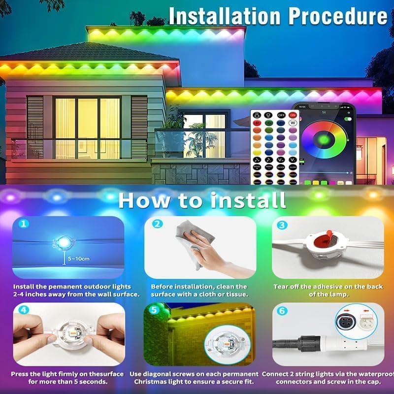 300FT Permanent Outdoor Lights for House