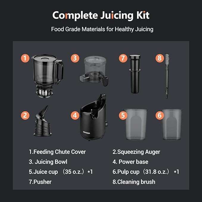 Cold Press Juicer Machine-Compact Juicer Machines Up to 92% Juice Yield 5.3" Wide Chute for High Nutrient Fruits Vegetables,Slow Masticating Juicer Easy Clean with Brush Pulp Measuring Cup Reverse