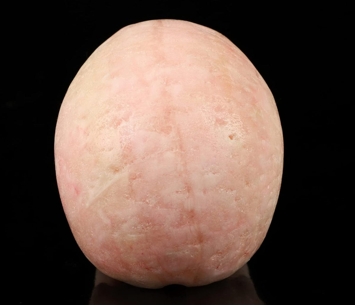 Skullis 5.0" Pink Aragonite Crystal Skull, Hand Carved Gemstone Fine Art Sculpture, Reiki Healing Stone Statue.048 Z8