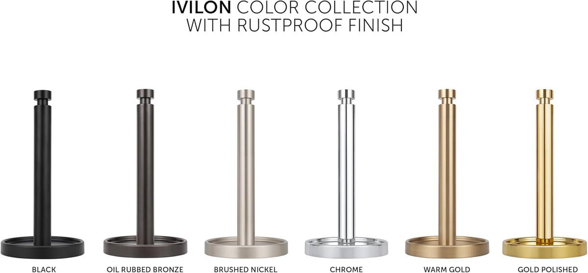 Ivilon Countertop Paper Towel Holder - Steady and Easy Tear - Fits All Paper Towel Rolls - Chrome