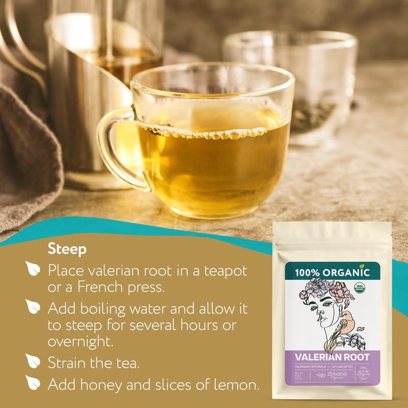 Organic Valerian Root Tea (4oz.) - Te De Valeriana Organica Para Dormir y Ansiedad - Valerian Tea - Valarian Roots Herb to Support Sleep, Healthy Stress Response, Relax Muscles