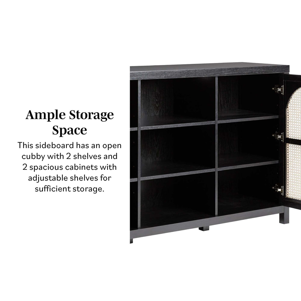 Sasha 2 Door Sideboard Buffet with Arched Rattan Panels