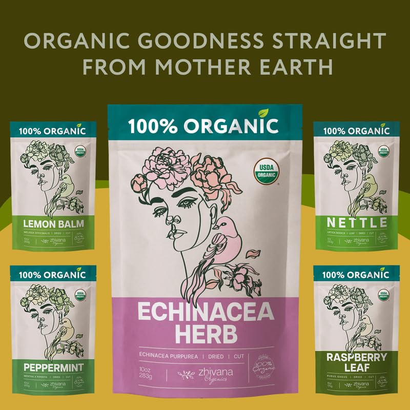 Organic Echinacea Herb (4 oz.) - Equinacea Organica - Echinacea Purpurea Loose Leaf Tea - Immunity, Respiratory System, Digestion
