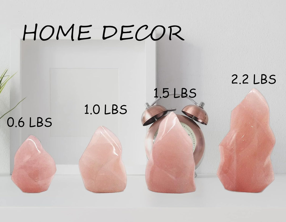 AMOYSTONE Big Rose Quartz Flame Standing Healing Crystal Tower Energy Meditation Crystal Decoration for Home Witchcraft 0.6-1.0LB