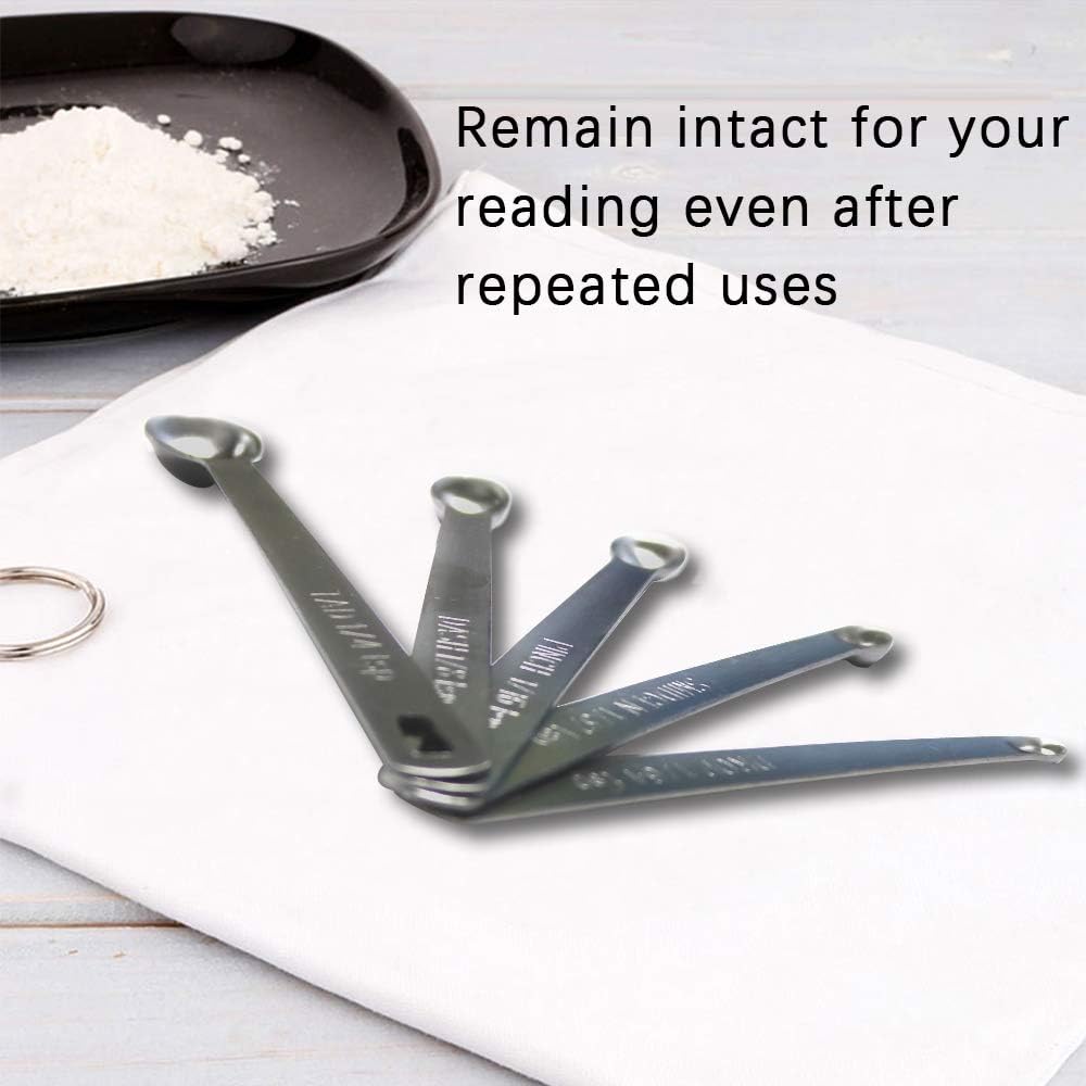 1Pack Mini Measuring Spoons Set, Heavy Duty Stainless Steel Teaspoon for Cooking and Baking, Suitable for Small Amount of Dry or Liquid Ingredients and Spices