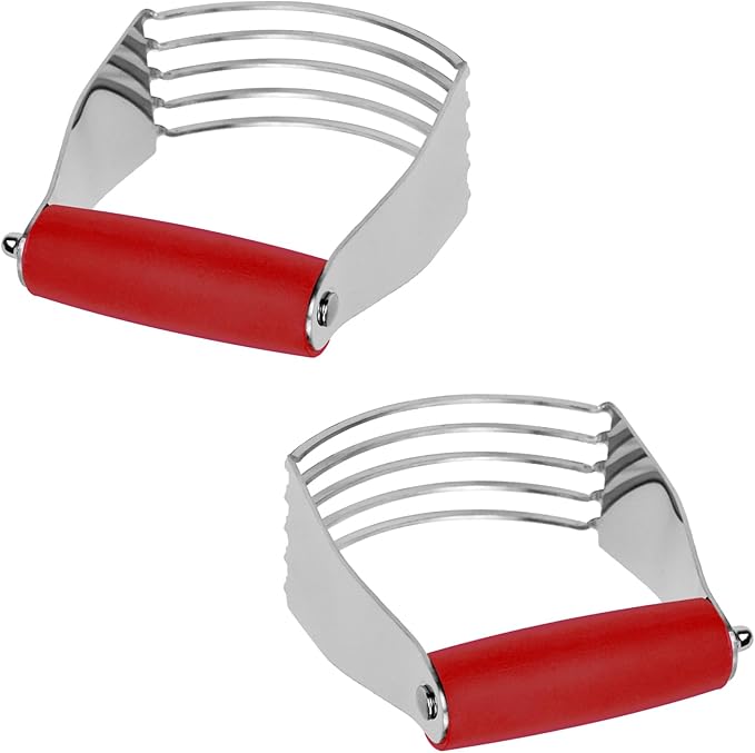 Dough Blender Heavy Duty Pastry Cutter Stainless Steel Butter Cutter Professional Baking Tool For Mixing Flour Butter (Red)