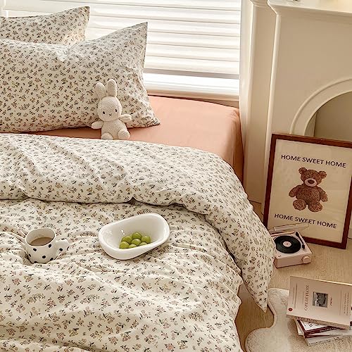 Pink Floral Comforter Set Queen Vintage Flower Botanical Comforter Queen Fluffy Soft Cozy Aesthetic Floral Bedding Set Lightweight French Style Cute Flower Comforter Set for All Seasons
