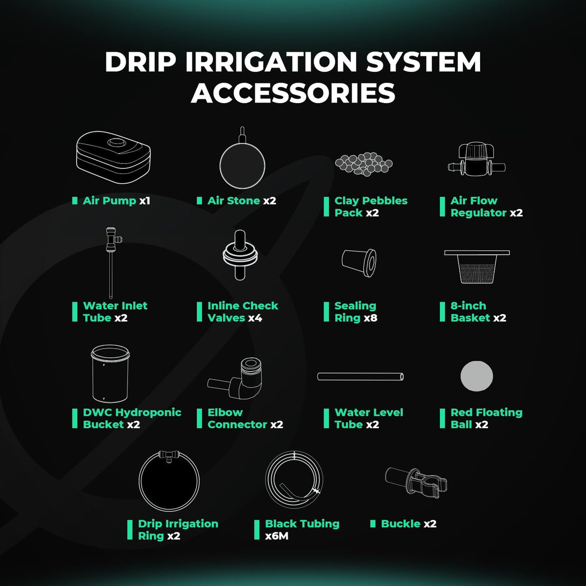 Mars Hydro DWC Hydroponics Grow System 5 Gallon Deep Water Culture with 8W Air Pump, Multi-Purpose Air Hose, Air Stone, 2 Buckets and Top Drip Kit