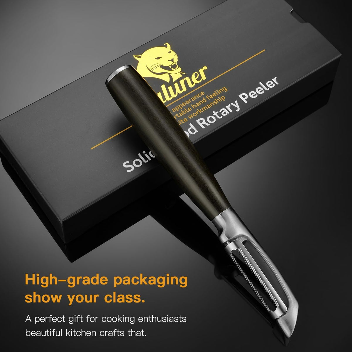 Serrated Blade Premium I Type 304 Stainless Steel Multifunctional Kitchen Peeler Real Wood Handle Ultra Sharp Blade Vegetable Potato Apple(Agarwood)