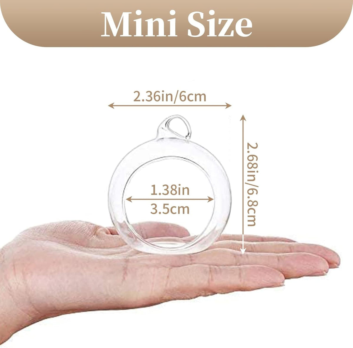 Sziqiqi Hanging Glass Globes Orbs Tea Light Candle Holders fillable with Trinkets for Wedding Ornaments, Wedding Birthday Christmas Party Centerpiece Accessory 2.36inch 10pcs +2 Extra