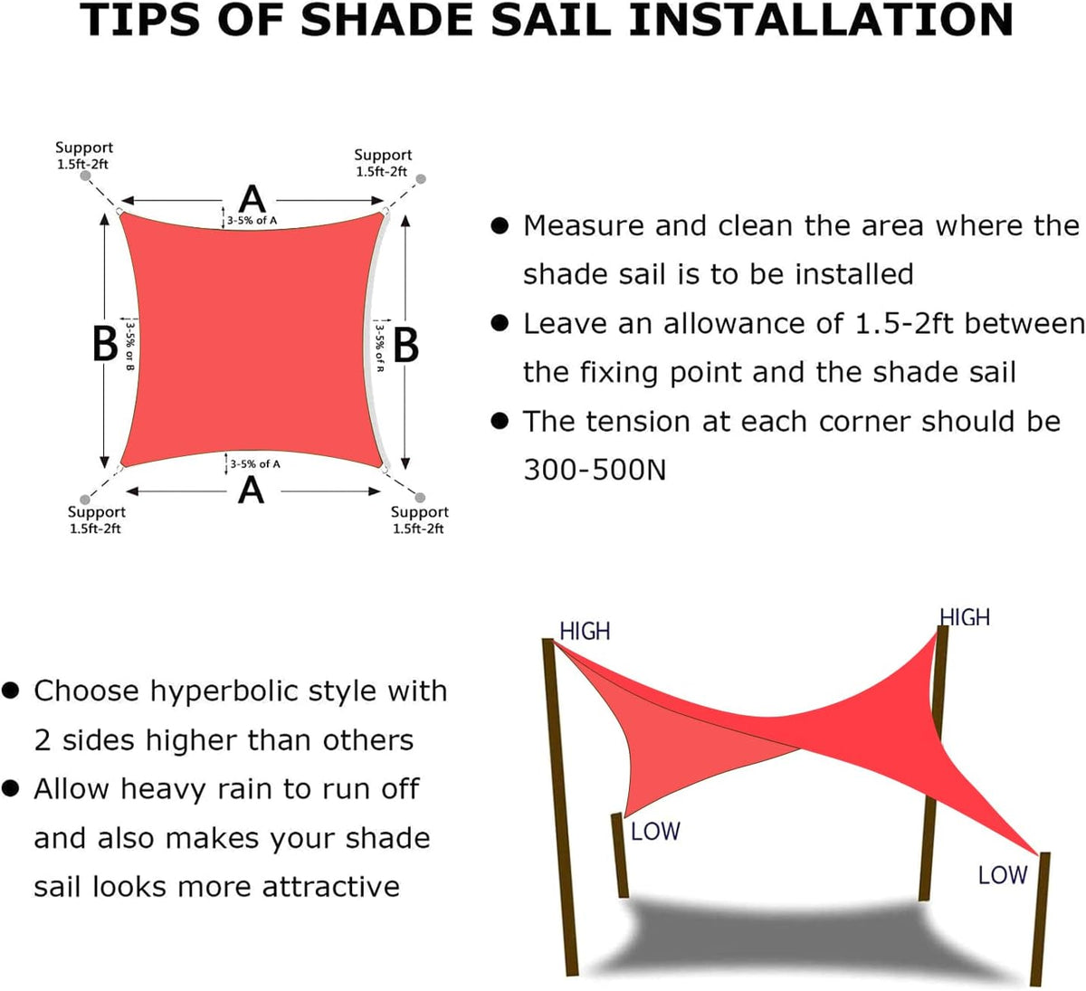 KANAGAWA Sun Shade Sail 10'x10' Scarlet Rectangle UV Block Canopy Awning Shelter Fabric Cloth Screen for Outdoor Patio Garden Backyard