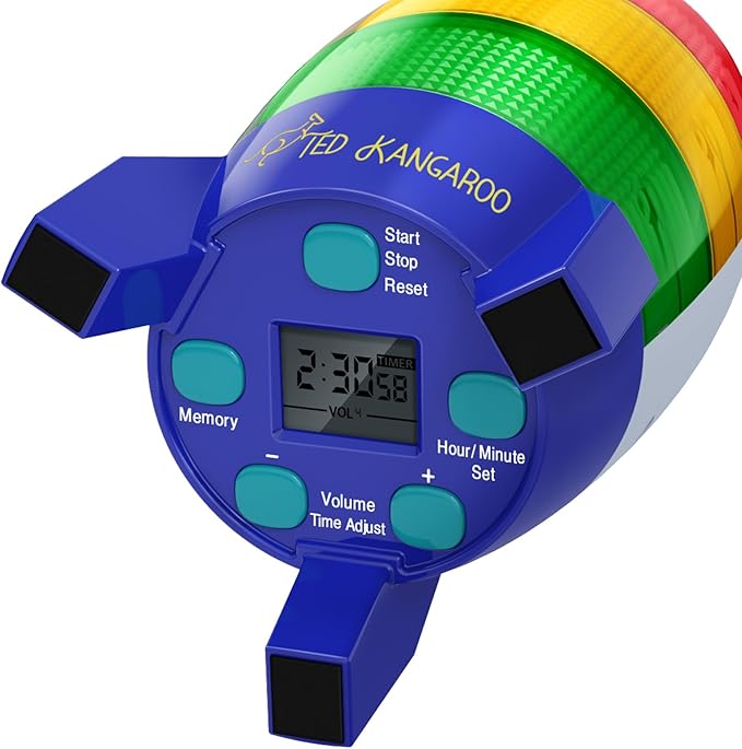 Ted Kangaroo Countdown Timer! Blast Off Visual Timer for Kids with Audio Rocket, 0-24 Hour Countdown, Memory Function, Red Yellow Green Light, Easy Setup, Battery Operated for Classroom and Home Use