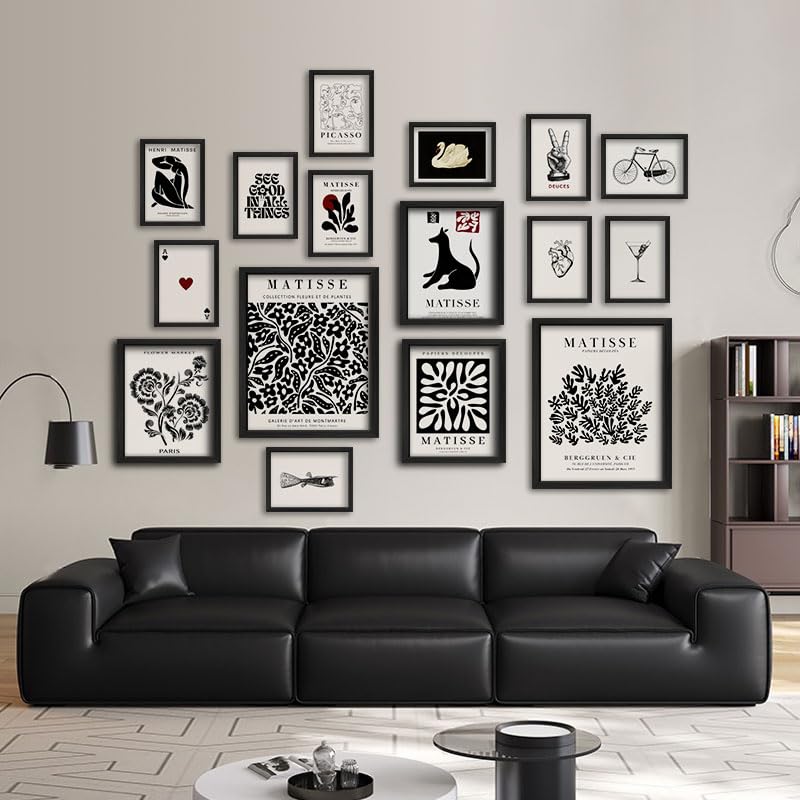 16 PCS Black and White Wall Art Decor (16 Count)