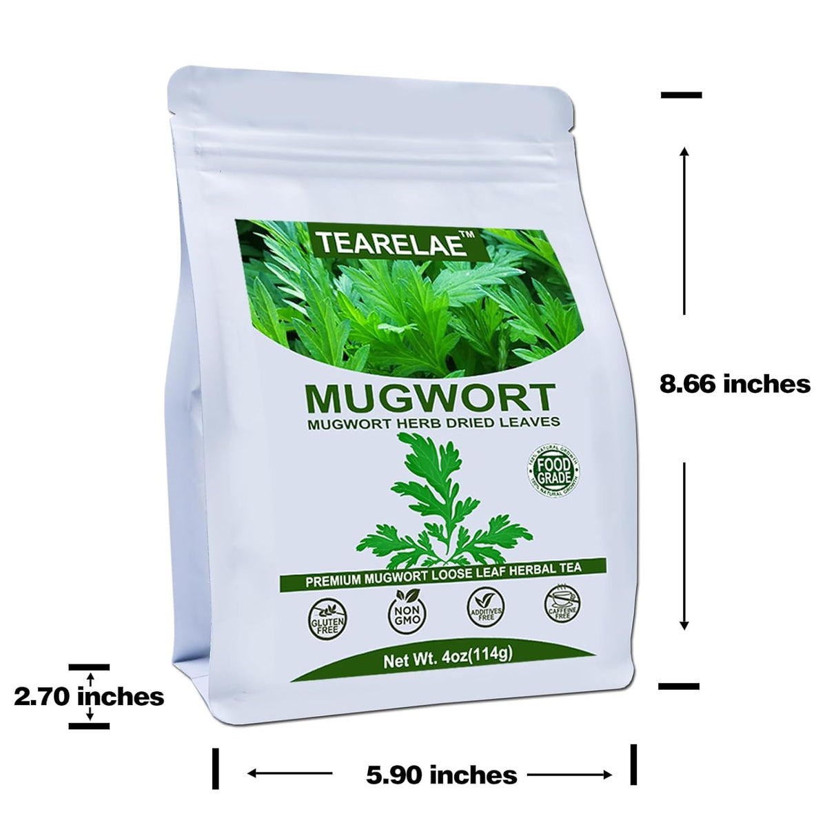 TEARELAE - Natural Mugwort Herb Dried Leaves - 4oz/114g - Mugwort Tea Loose Leaf - Non-GMO, Sulfur-free - 100% Pure Premium Dried Herbs - Help Sleep A Lucid Dream