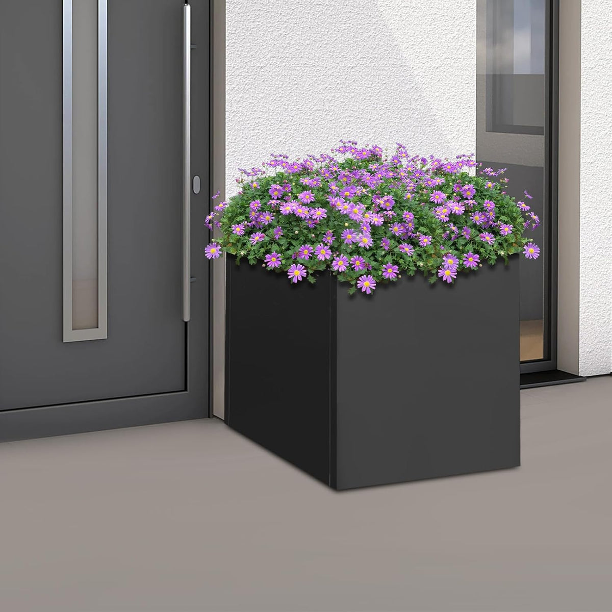 20" L x20 W x20 H Metal Flower Boxes Planter Boxes Outdoor Raised Garden Bed Indoor Outdoor Planting Bed Black Square Planter Box for Patios Lawn Yard Decor Storage
