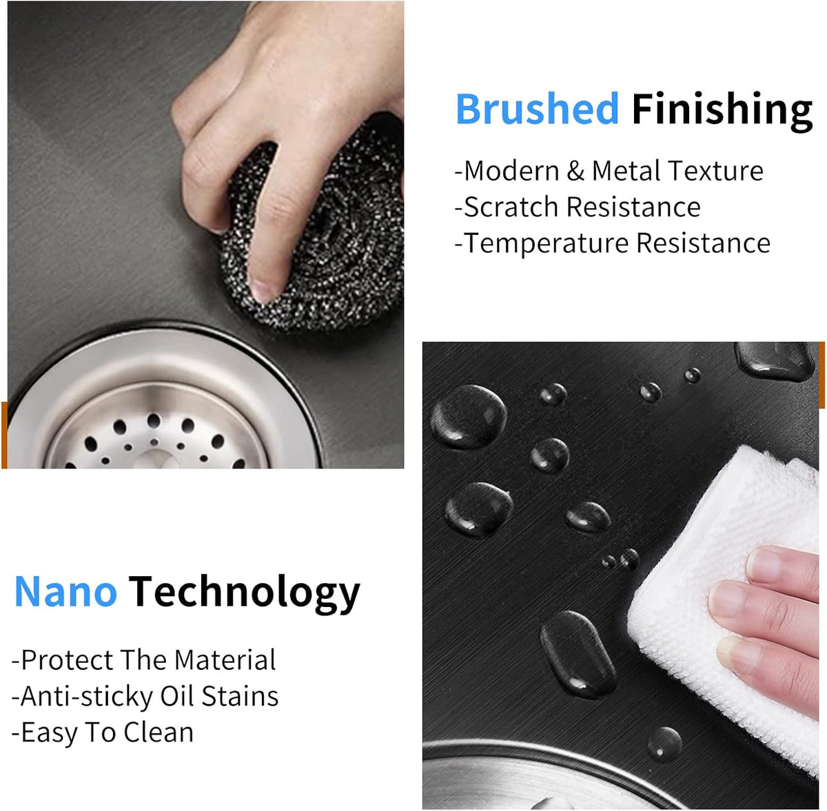 Black Kitchen And Bar Sink, 22x18 Inch Stainless Steel Drop In Kitchen Sink Modern Single Bowl Topmount Bar Sink Combo-Silicon Mat,Drain Strainer Set Compatibility With Various Kitchen & Bar Style