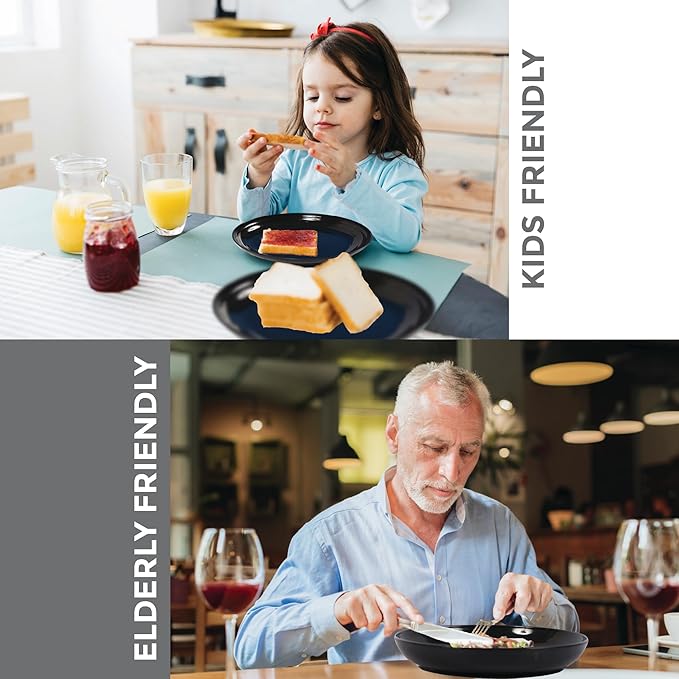 32 Pcs Wheat Straw Dinnerware Sets-Black Dinnerware Sets For 8- Unbreakable Outdoor Camping Dishes With Large Plates, Bowl And Cup Set-BPA Free,Lightweight,Microwave Safe Wheat Straw Plates And Bowls
