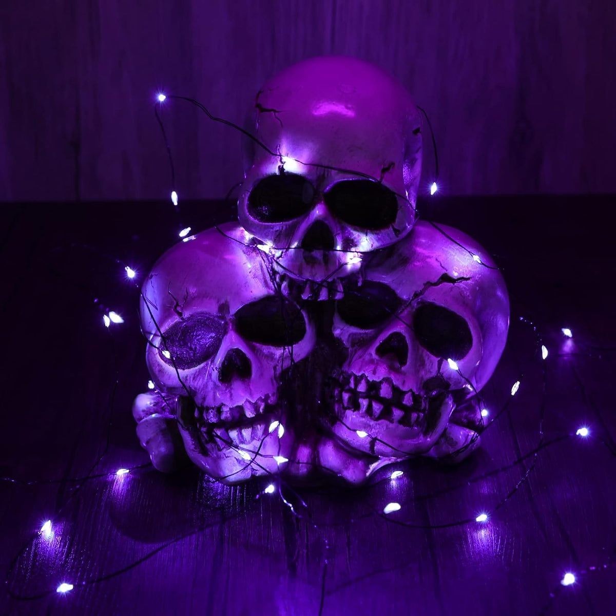 Joomer Purple Halloween Solar String Lights - 2 Pack Total 80FT 240LED Solar Fairy Lights, Waterproof Outdoor Twinkle Lights with 8 Modes for Garden, Porch, Trees, Halloween Decor (Black Wire)