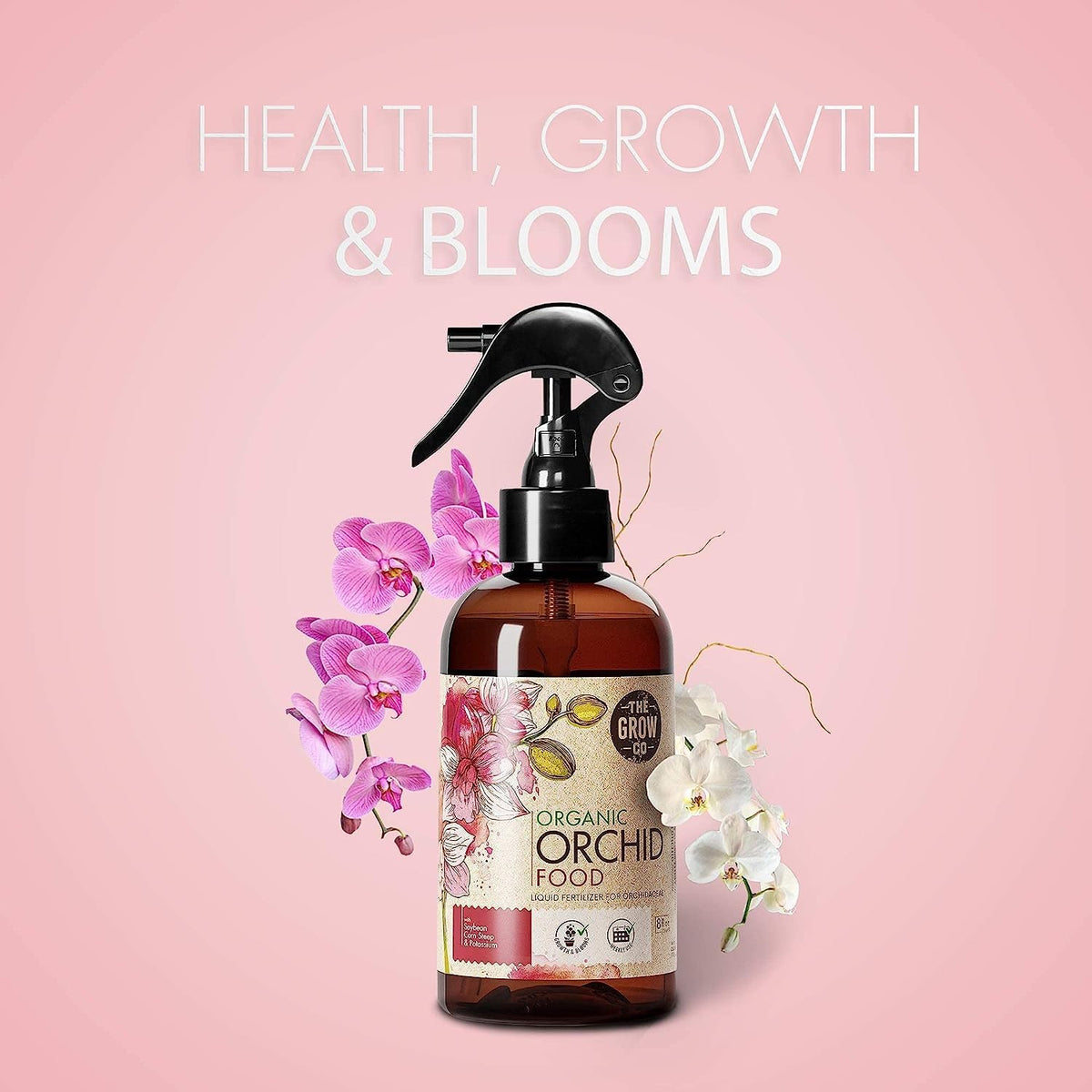Organic Ready to Spray Orchid Food Mist - Bloom Booster Fertilizer for Orchids in Pots - Plant Nutrients for Healthy Flower & Reblooms (8 oz)