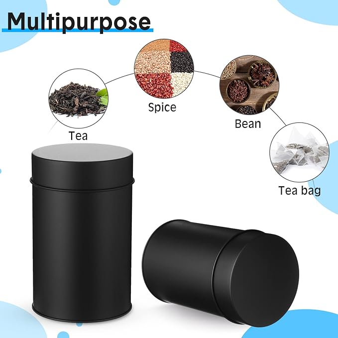 Zopeal 3 Pack Metal Tea Tin Canister with Airtight Double Lids 16 oz Round Tin Can with Lid Double Sealed Small Kitchen Container for Loose Tea Storage Coffee Sugar Candy Herbs and Spices
