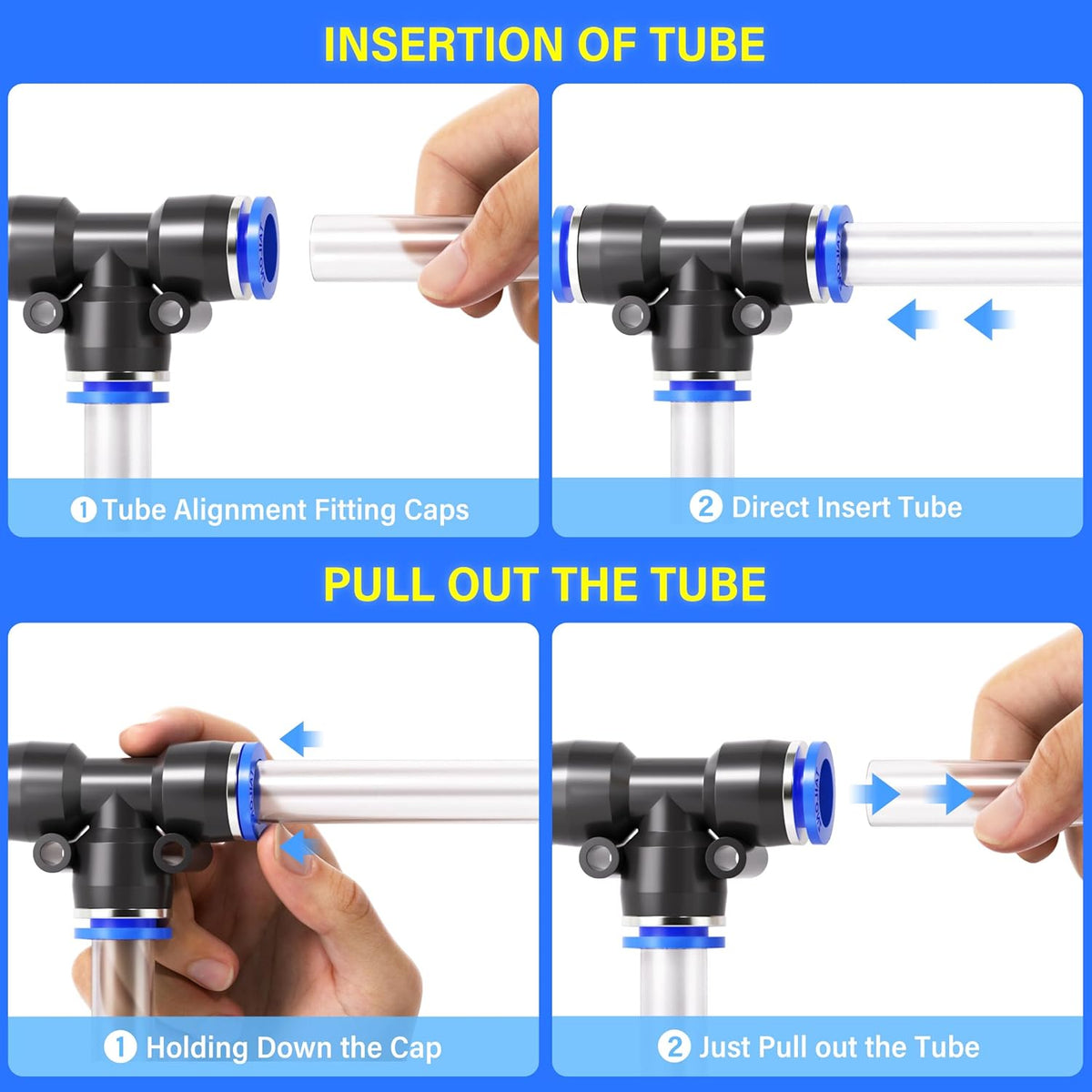 TAILONZ PNEUMATIC 14mm od Push to Connect Fittings Pneumatic Fittings Kit 5 Spliters+5 Elbows+5 tee+5 Straight (20 pcs)