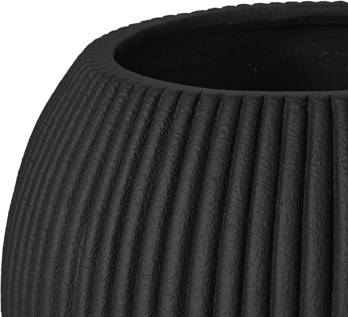 16 Inch Handmade Concrete Outdoor Planter - Classic Striped Design | Fiberglass & Composite Material | Durable for Commercial & Home Decor