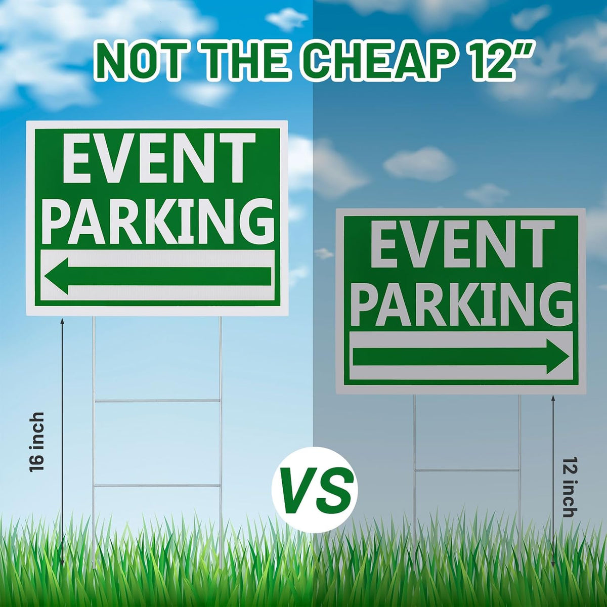 Juexica 9 Pieces 16 x 12 Inches Outdoor Event Parking Signs with Arrow Corrugated Plastic Yard Double Sided Event Signs Outdoor Directional Guest Parking(Green)