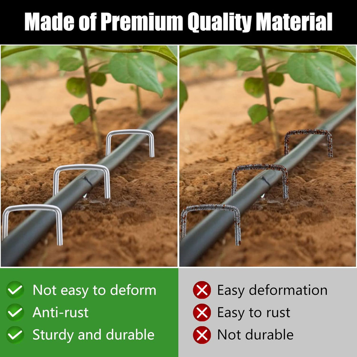 FEED GARDEN 12 Inch 100 Pack Galvanized Landscape Staples 11 Gauge Anti-Rust Garden Stakes Landscaping Fabric SOD Pins Yard Stakes for Weed Barrier Fabric