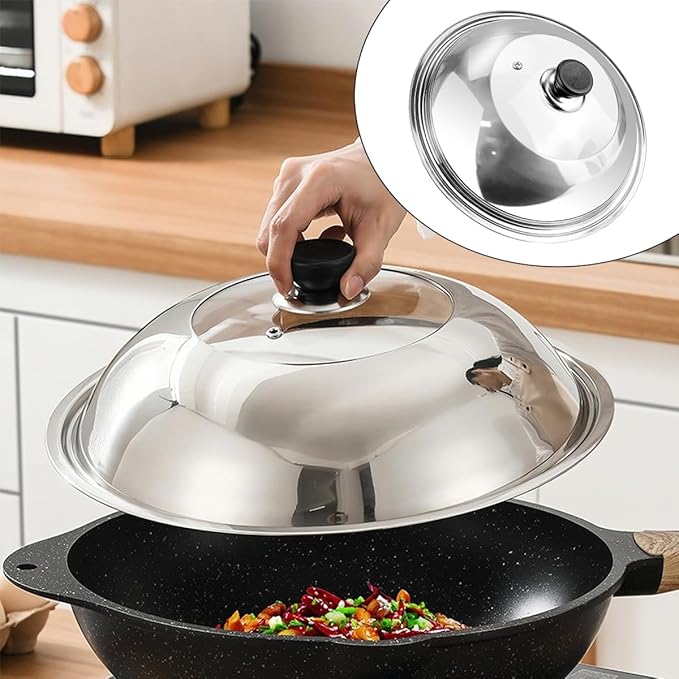 12.5 Inch Tempered Glass Frying Pan Lids with Handle Replacement Cover Wok Accessories for Skillets, Round Cast Iron, Cast Aluminium, Stainless Steel Pans(32cm)