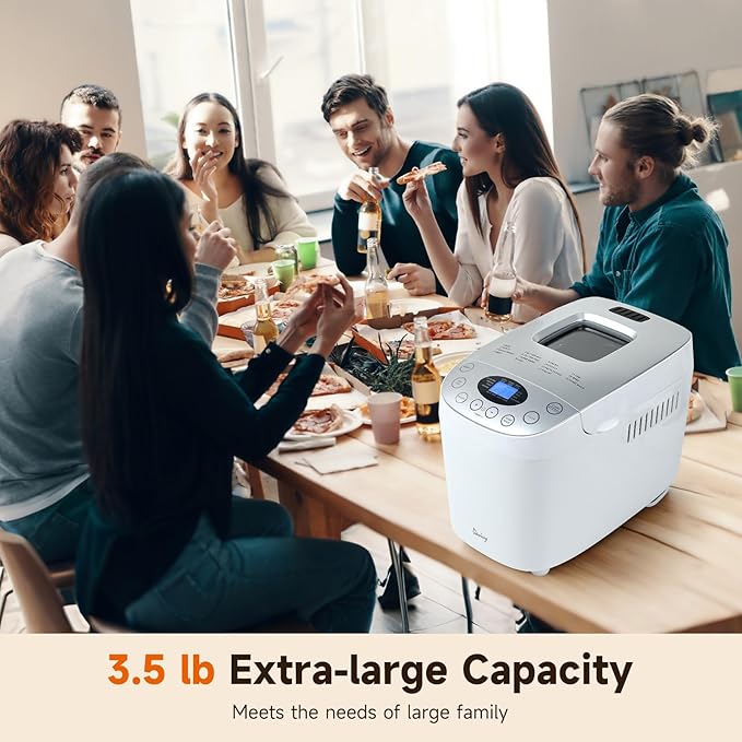 Davivy Bread Maker Machine with 2 Dough Kneading Paddles,15-in-1 Automatic Large Capacity Bread Machine Nonstick Bowl For Bread, Jam& Yogurt, 3 Loaf Sizes and 3 Crust Settings