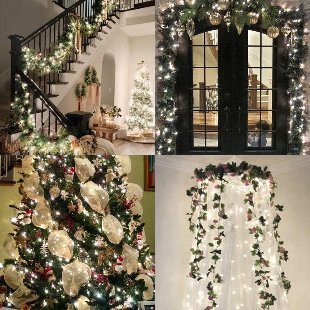 Brizled Outdoor Solar Fairy Lights 2 Pack, Total 132FT 400 LED Solar String Lights, 8 Modes Solar Christmas Lights with Memory Waterproof Outside Twinkle Lights for Indoor Wedding Party Cool White