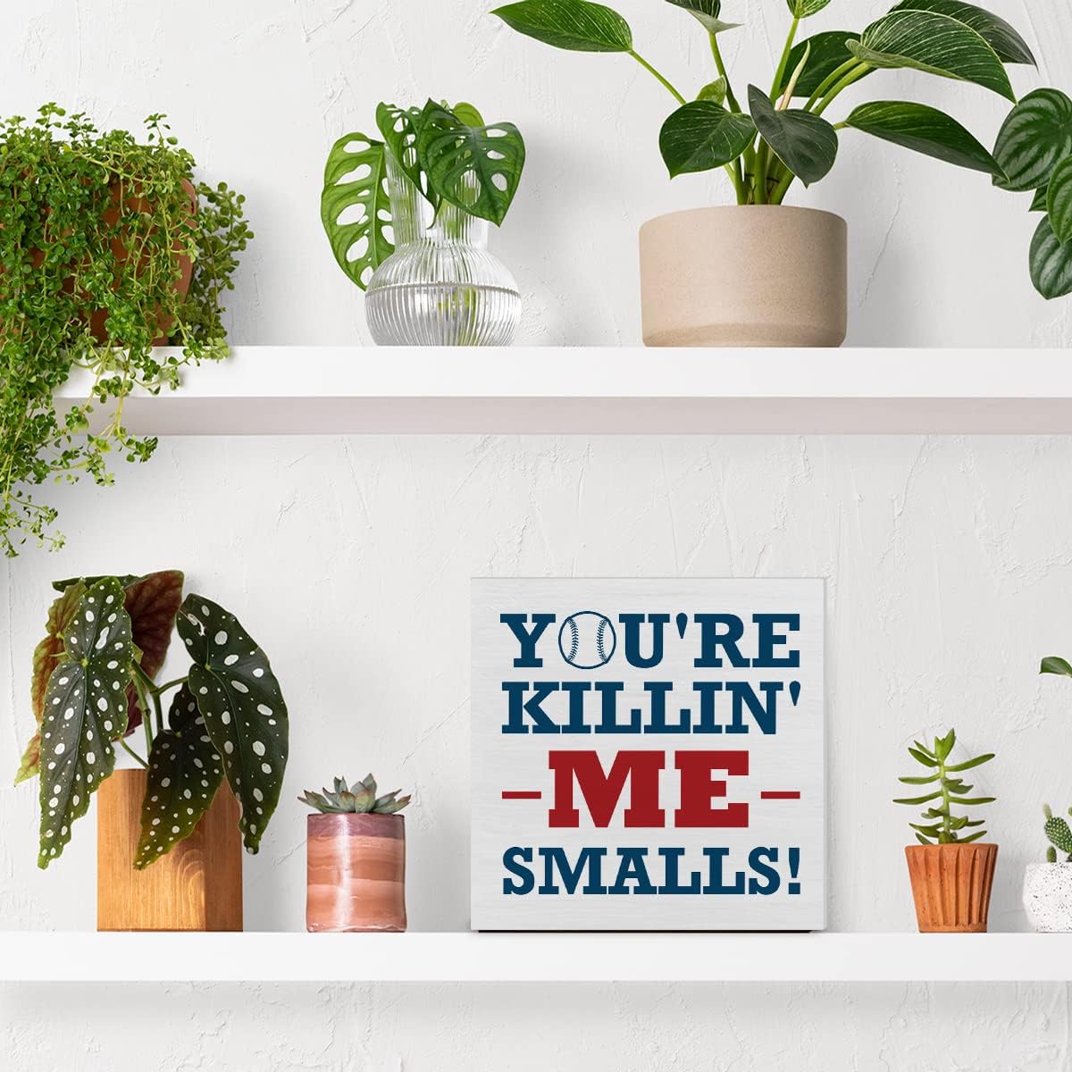 Baseball Softball Decorative Wooden Box Sign You're Killin' Me Smalls Wood Block Plaque Decor Home Table Shelf or Wall Display