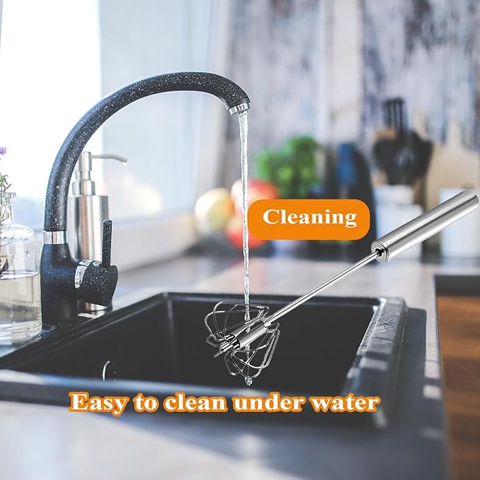 Stainless Steel Semi Automatic Whisk Egg Beater Whizzy Whisk, Hand Push Blender Kitchen Mixer Wisking Tool for Blending Cooking Gadgets(10in)