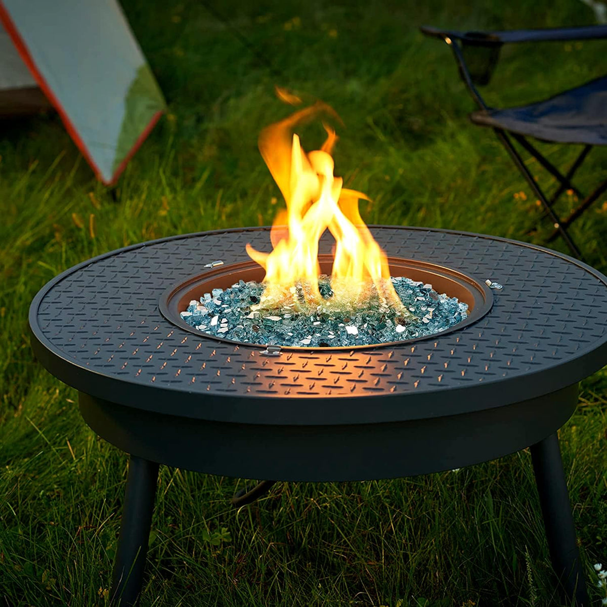 Mr. Fireglass 10 Pounds Fire Glass - 1/4 Inch High Luster Reflective Tempered Glass Rocks for Fireplace Fire Pit Table and Landscaping, Aqua Blue