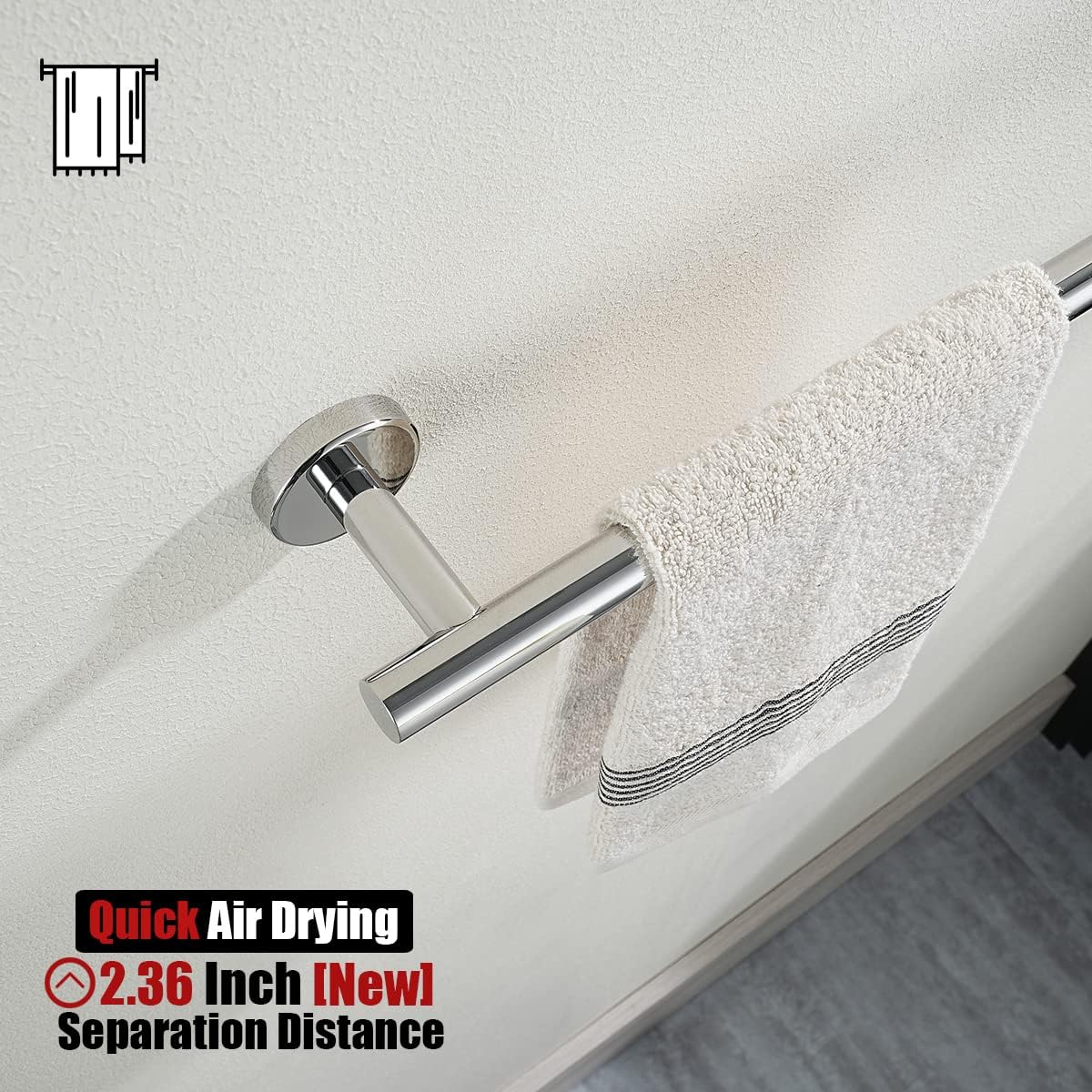 JQK Bath Towel Bar Chrome, 36 Inch 304 Stainless Steel Thicken 1mm Single Towel Rack for Bathroom, Towel Holder (Polished Chrome) Wall Mount, 39 in Total Length, TB110L36-CH
