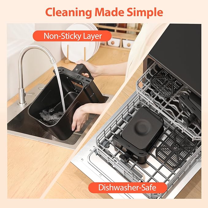 12QT Large Dual Air Fryer, 10-in-1 Double Zone Airfryer with 2Γ6QT Baskets, 60Β° Easy-Panel with Full Touchscreen, SyncCook Function, Viewing Window, Nonstick & Dishwasher Safe, 2 Dishes at Once, Black