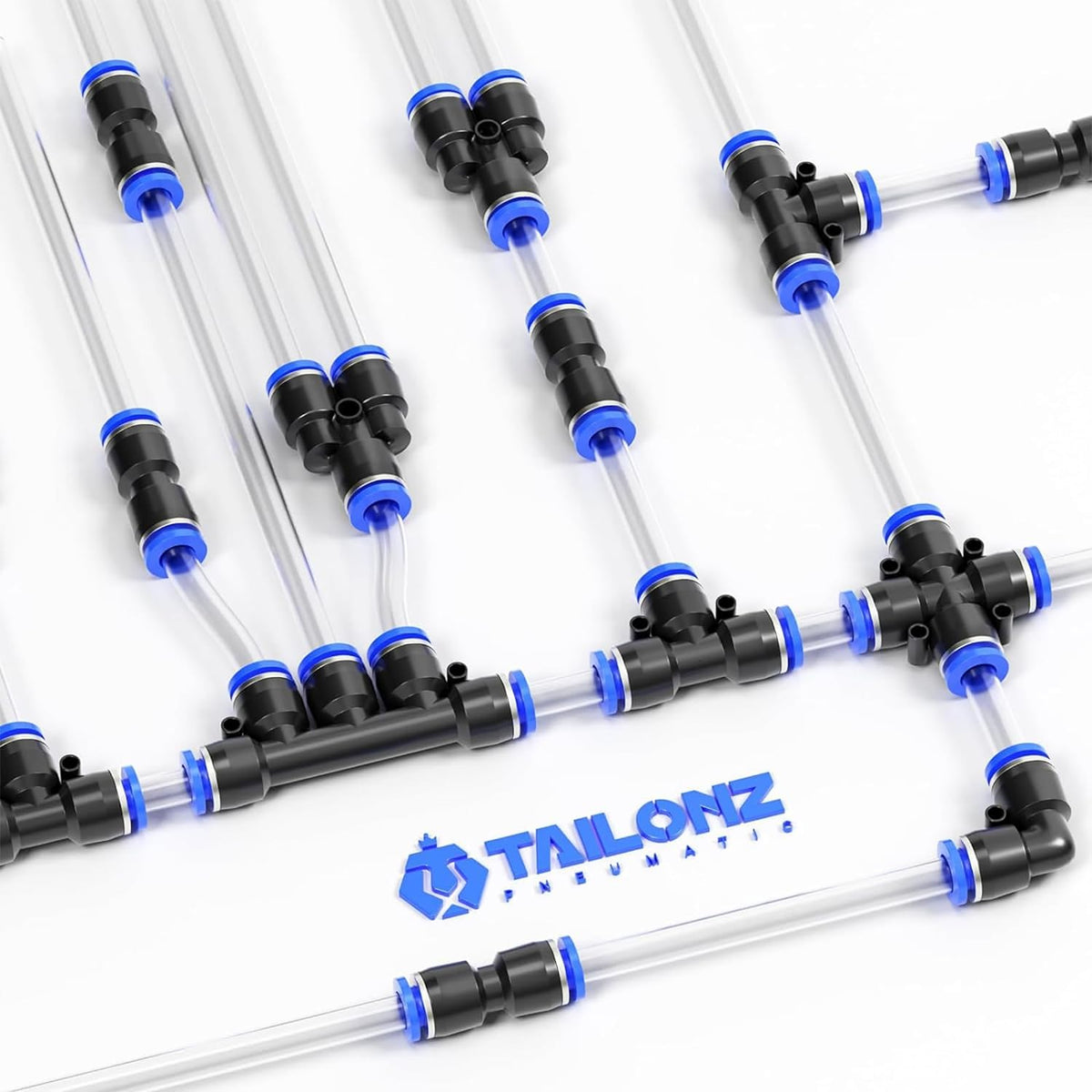 TAILONZ PNEUMATIC 6mm od Push to Connect Fittings Pneumatic Fittings Kit 10 Spliters+10 Elbows+10 tee+10 Straight (40 pcs)