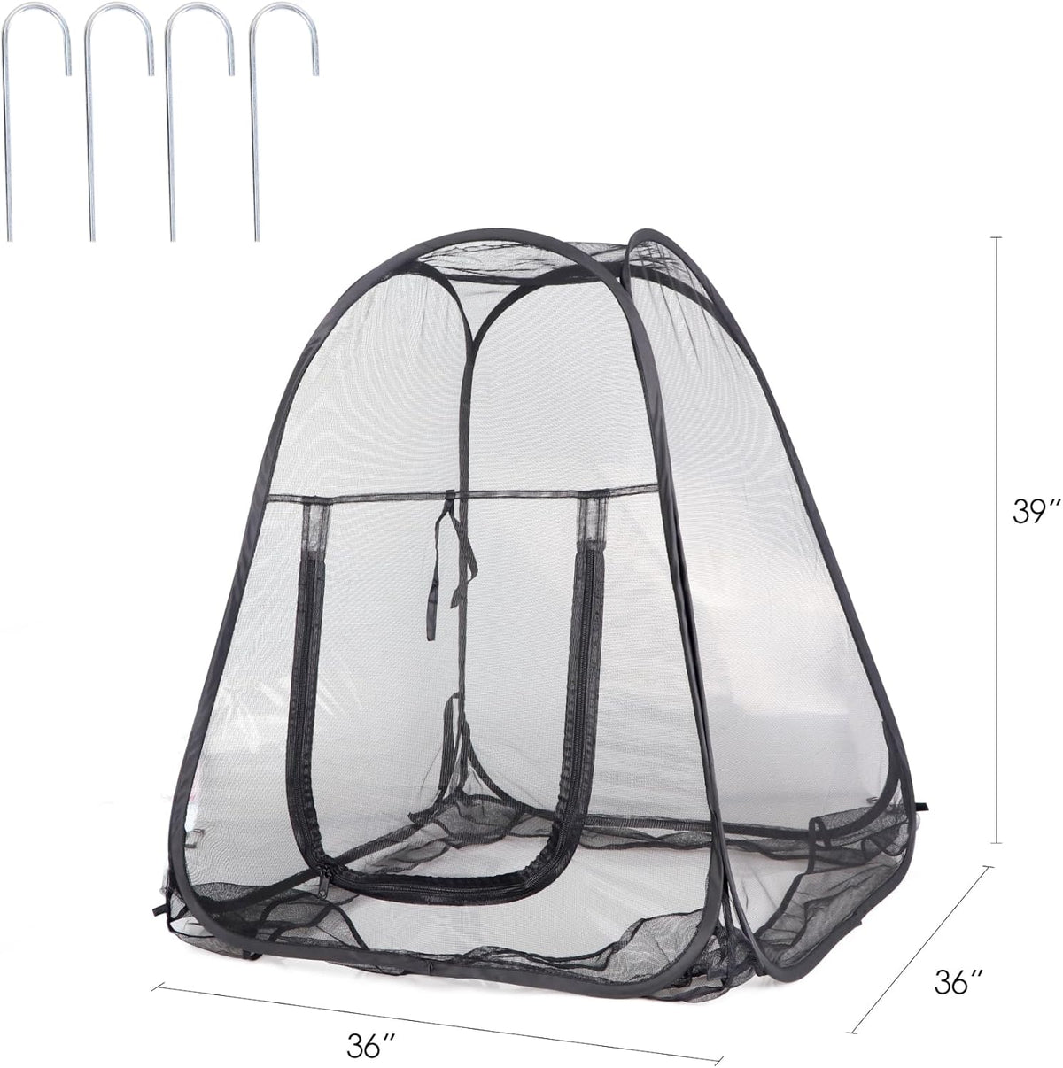 RESTCLOUD Mesh Plant Cover from Animals, Plant Netting Pest Guard Cover, Plant Tent Cage Pop-up with 4 Stakes for Vegetables, Fruits, Flowers (Black, 36 x 36 x 39 Inches)
