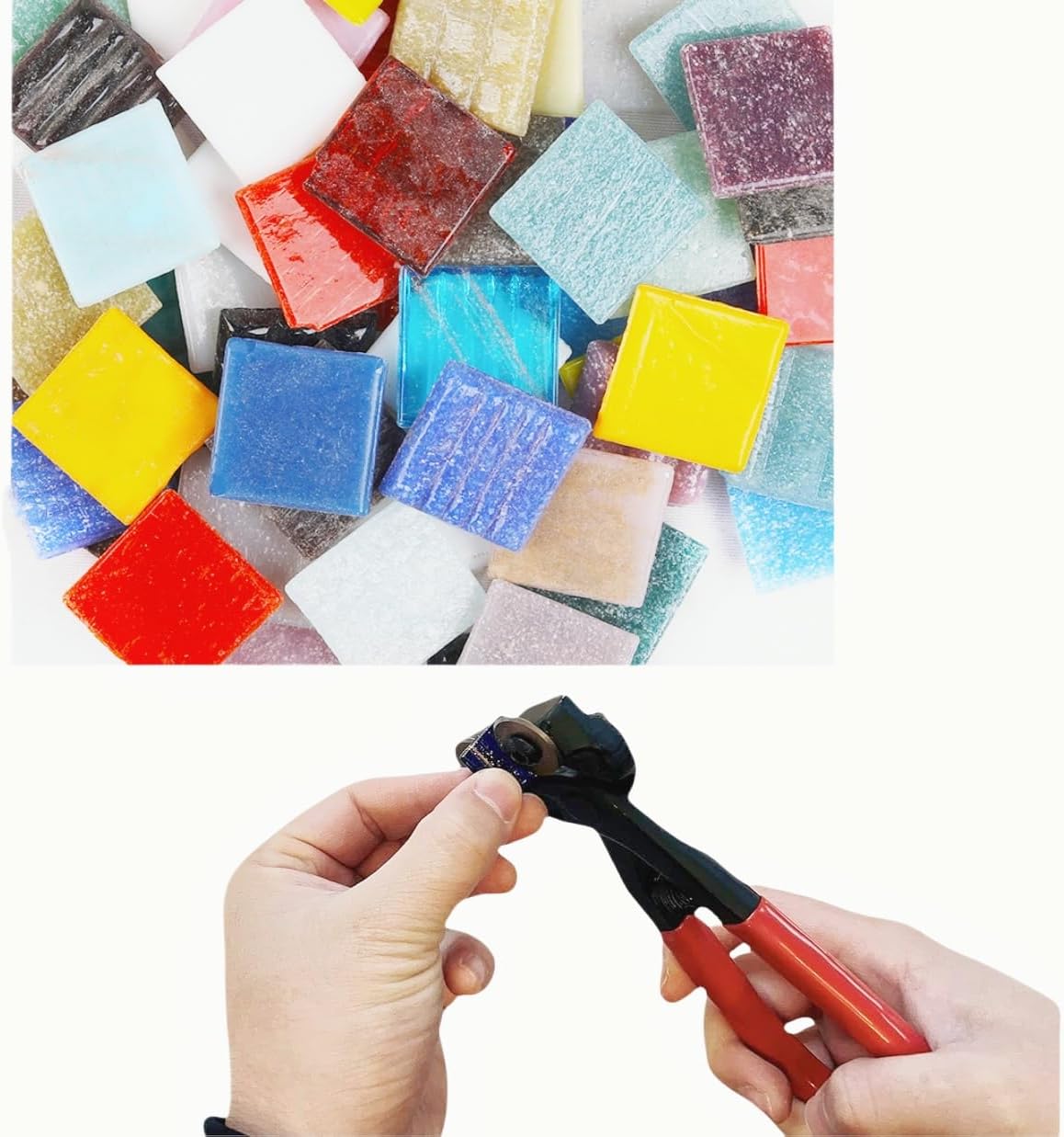 3/4 inch Quartz Glass Mosaic Tiles for Crafts, 1.1 LB, Square Mosaic Pieces for DIY Picture, Home Mosaic Decoration (Green)